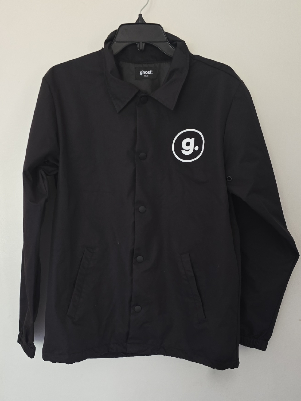 Ghost Black Men's OG Windbreaker Jacket with White Logo